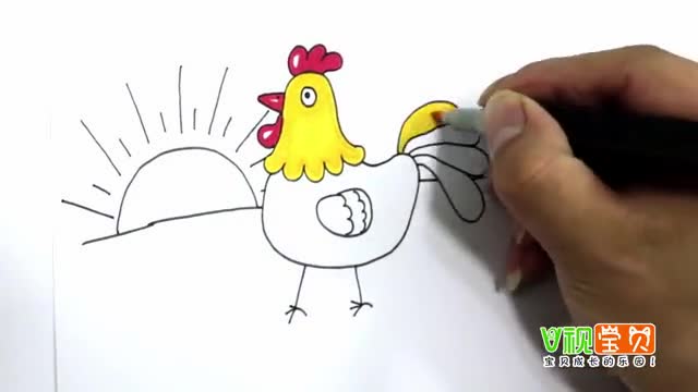 教你画一只骄傲的大公鸡简笔画