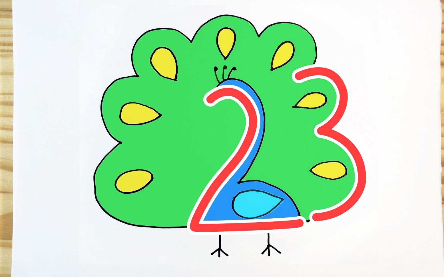 用数字23就能画出漂亮的孔雀