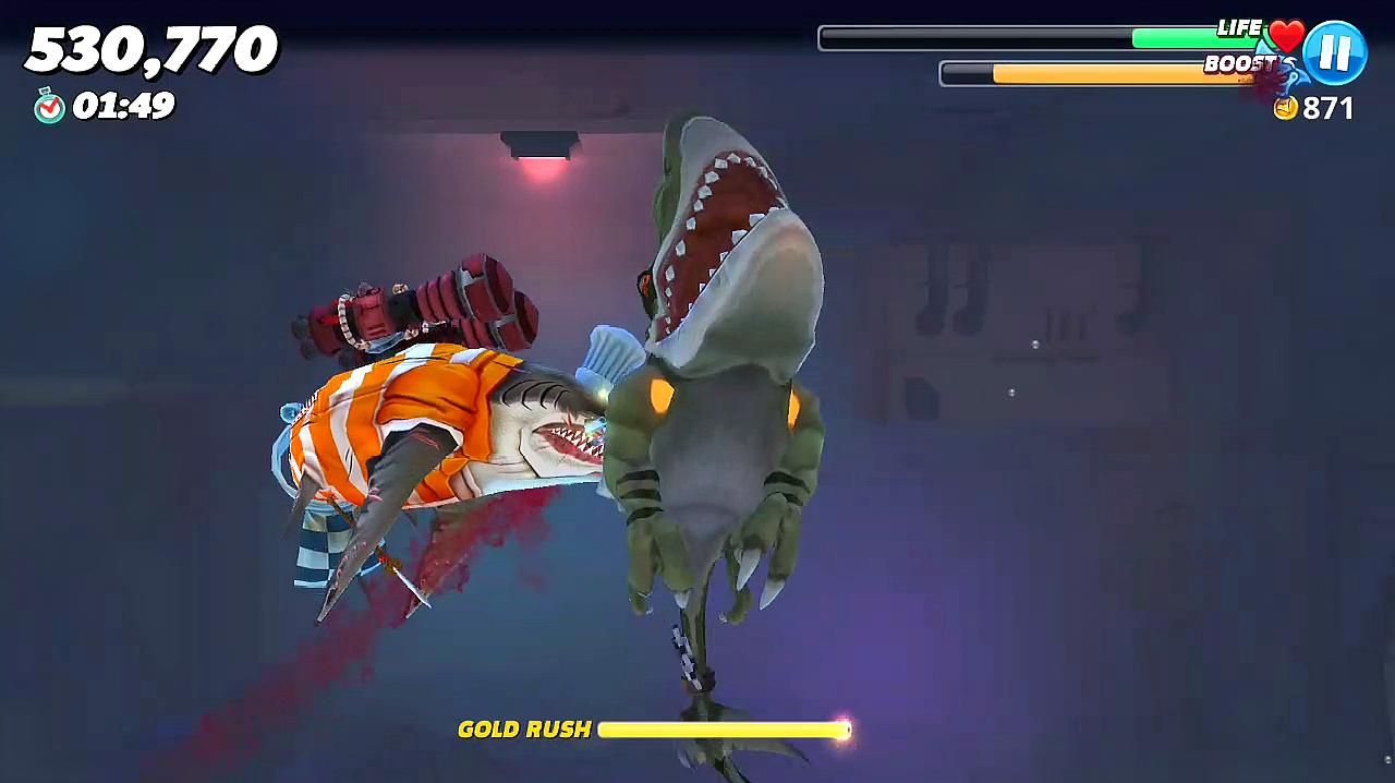 饥饿鲨世界:巨齿鲨穿上新战服能秒杀超级原子鲨鱼吗