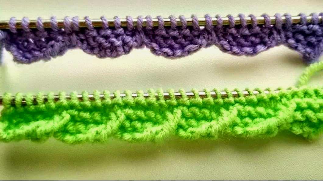 月牙跟螺纹两种花边棒针编织小技巧,简单易学,美观实用!