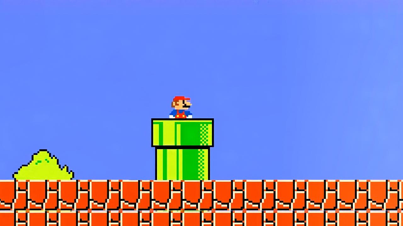 超级玛丽:马里奥进入的管道变成大炮,最后被发射到了另一个世界