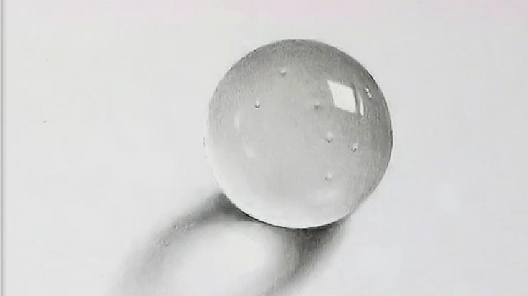 素描教学,2分钟教你学会画一个玻璃球,超逼真,太厉害了!