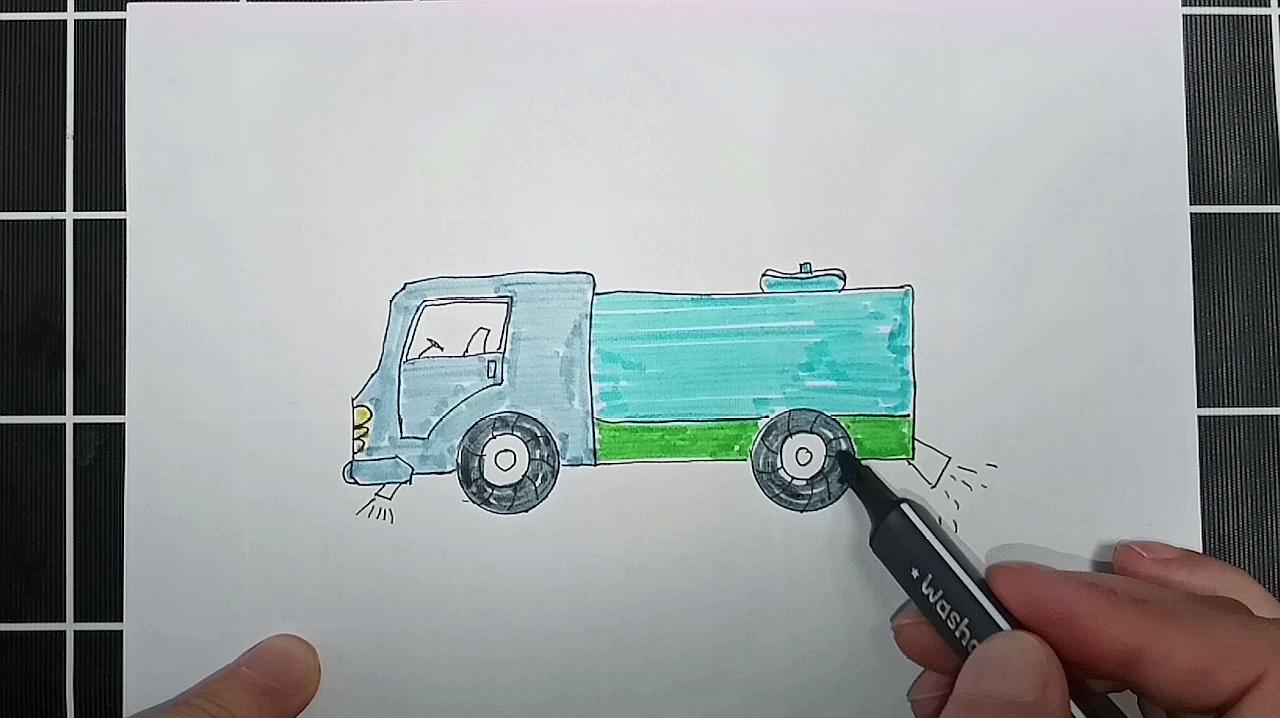 可爱洒水车,简单画一画