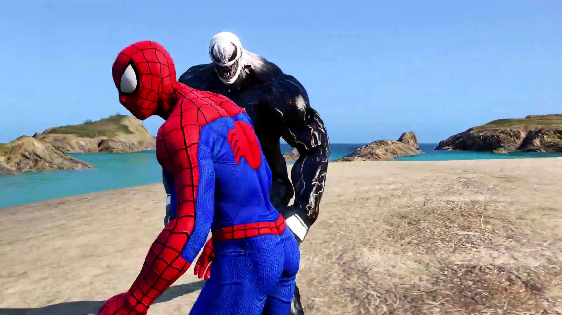gta 5:蜘蛛队对抗毒液队,蜘蛛侠终于要完胜一回了?