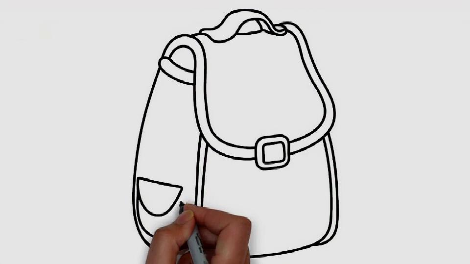 书包简笔画,宝妈们可以和宝宝一起来哟,背上书包上学校啦