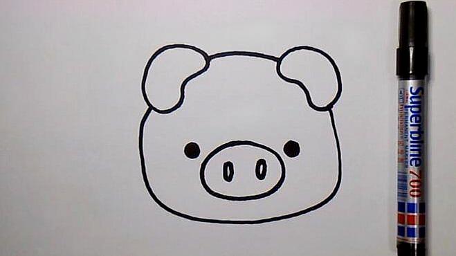 怎么画猪头简笔画图片