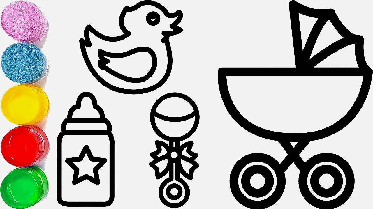 儿童早教绘画视频,教孩子们绘制闪光的婴儿床及婴儿配件