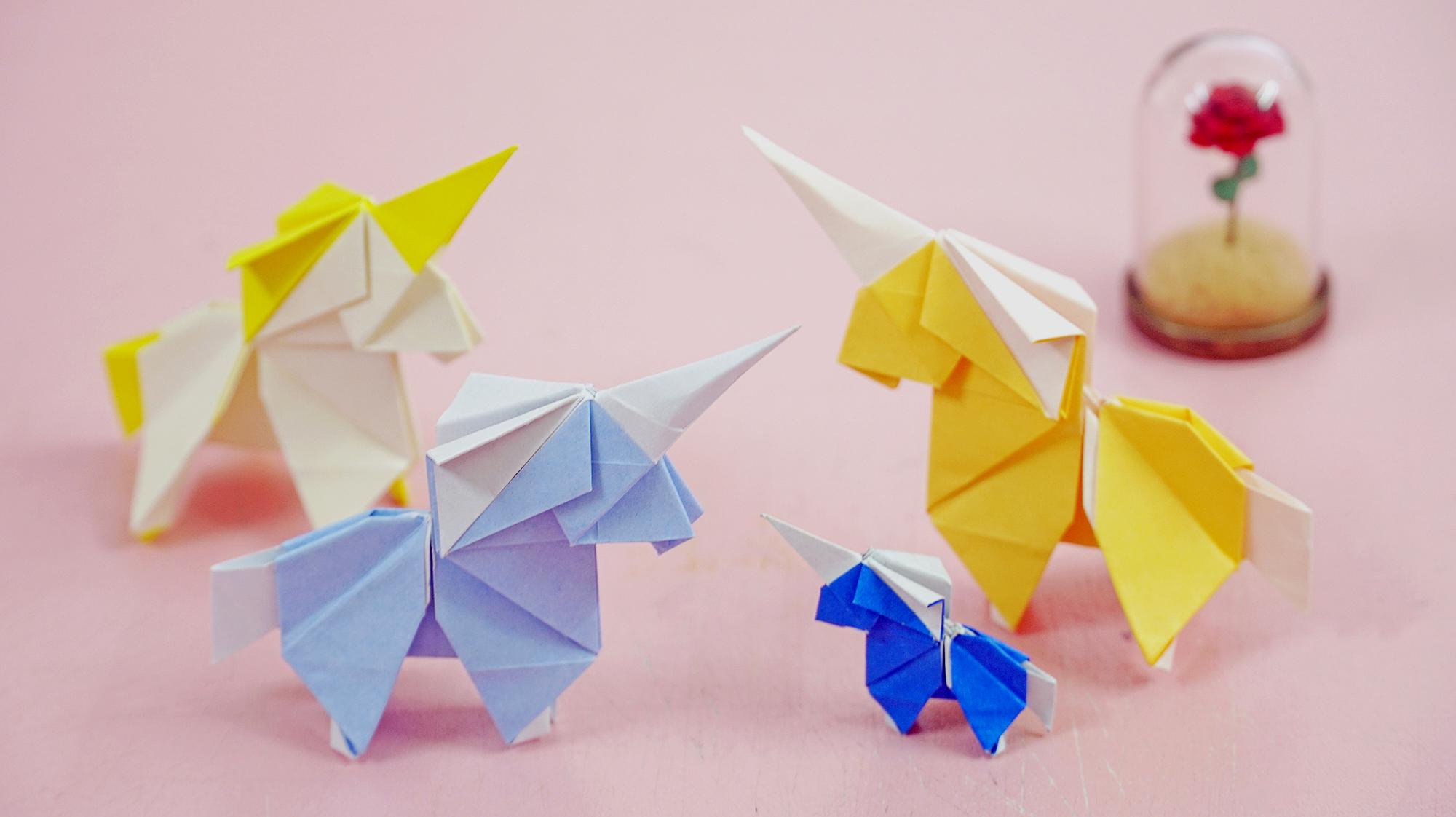 超级少女心的折纸独角兽,步骤小复杂,来挑战一下吧!