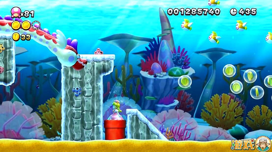 新超级玛丽海底探险记,桃子公主无视巨龙追杀,一路狂吃金币