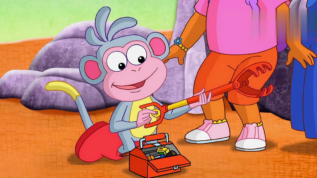 爱冒险的朵拉:猴子利用自己的夹子来帮助朵拉拿到魔法棒