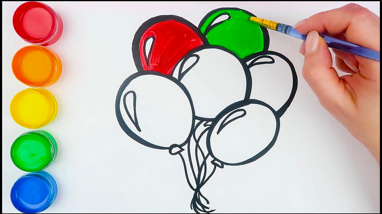 简易画教你怎么画气球跟涂颜色,快一起学起来!