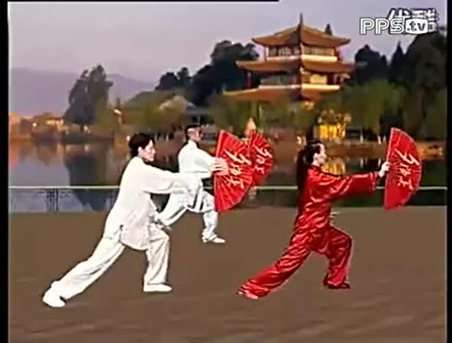 夕阳美太极功夫扇