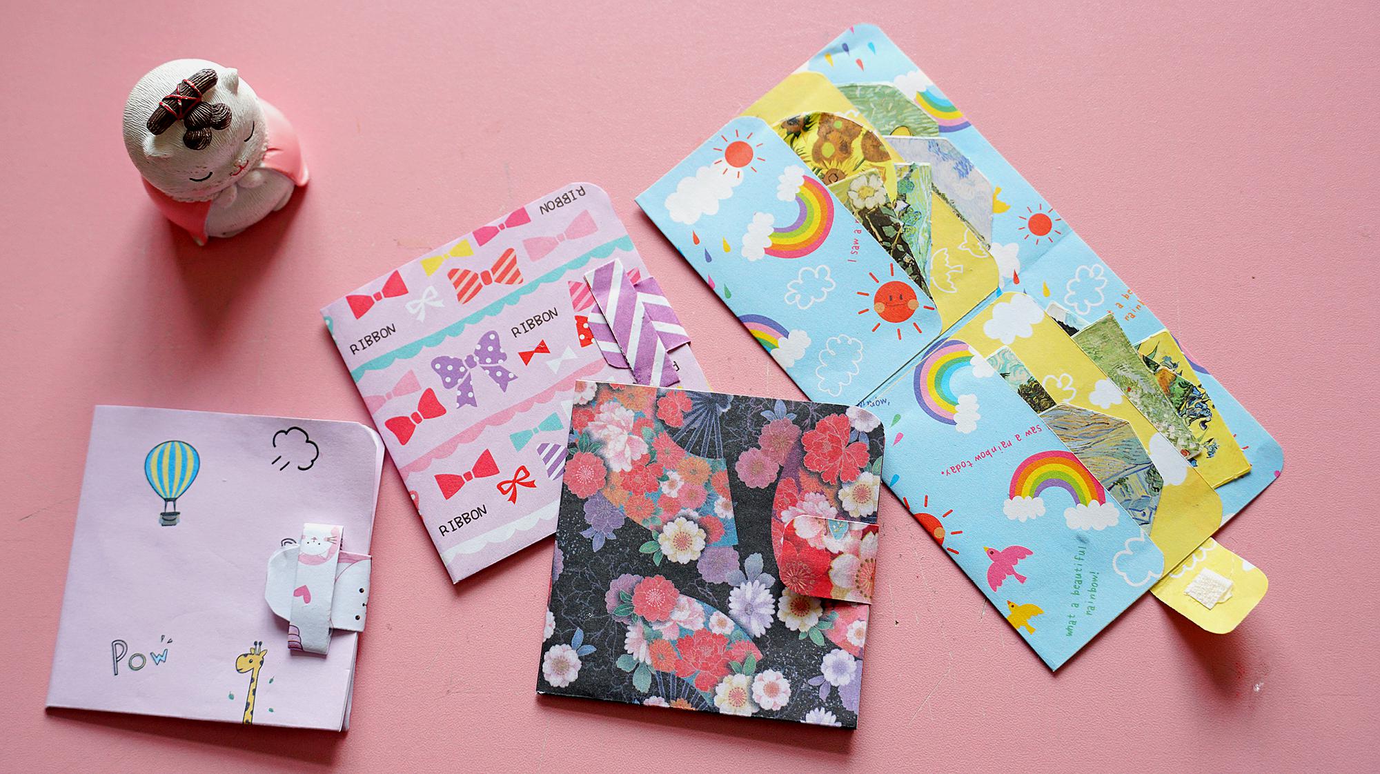 几张纸做好的贴纸收纳包,当作小钱包也不错,步骤简单容易学!