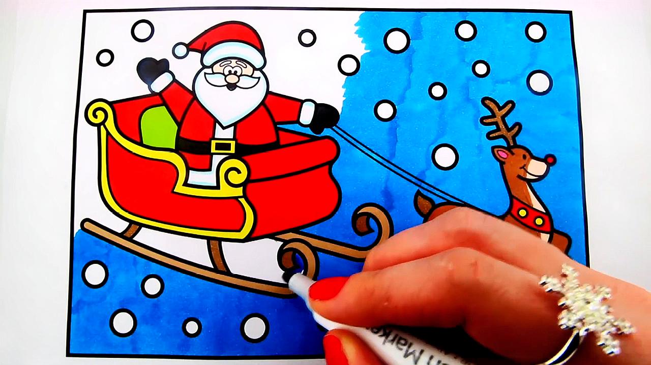 简易画教你怎么画坐在雪橇的圣诞老人,快来学学吧!