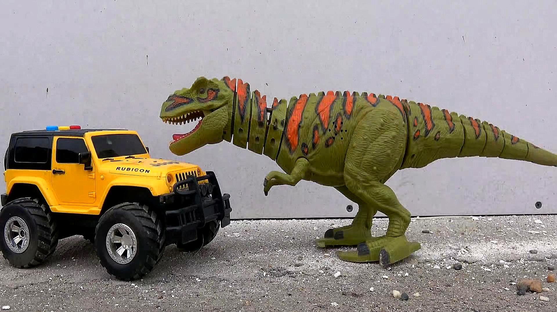 亮亮玩具汽车和恐龙霸王龙帮助动物回家,婴幼儿宝宝游戏视频