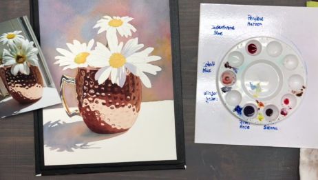 水彩教程 超写实水彩花盆和花画法搬运 爱言情