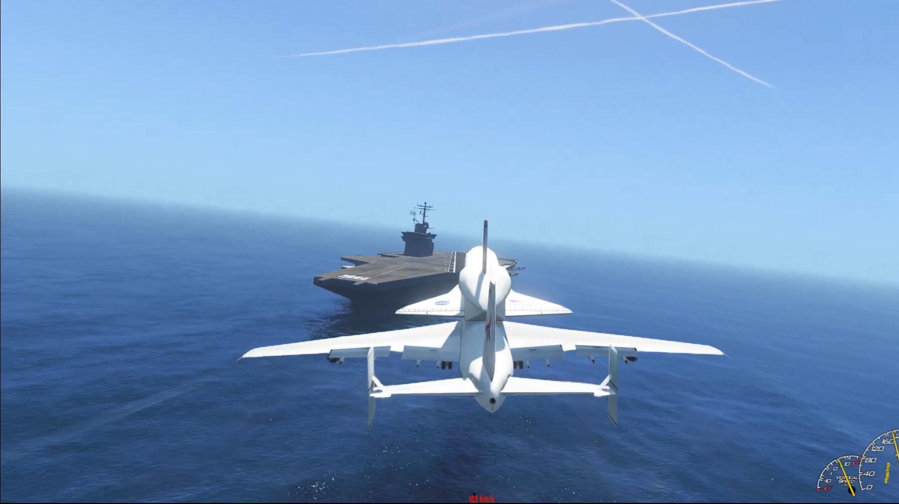 gta5:波音747航天飞机运载机能降落在航母上吗?