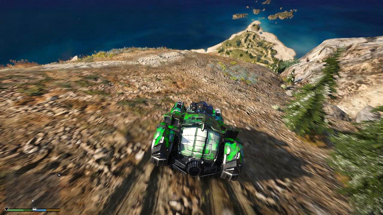 gta5:蝙蝠战车开下c山悬崖,最后还一路狂追火车