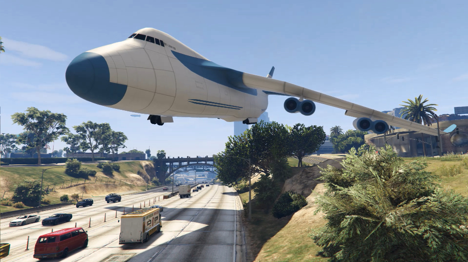 [gta]近100米长度的大型飞机,迫降在高速公路 砸毁几架汽车!