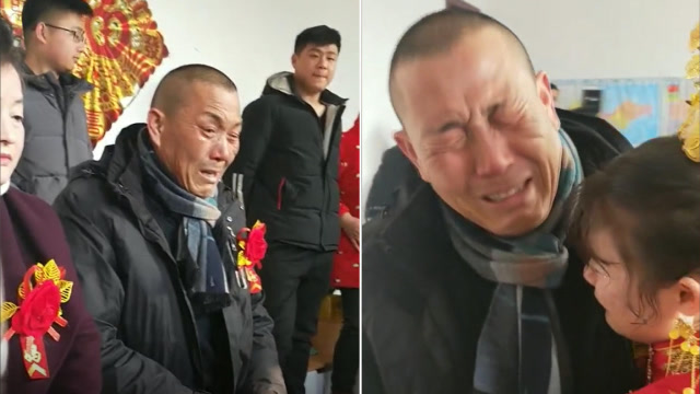 女儿出嫁时父亲瞬间落泪两人相拥痛哭:网友被看哭 男人也没忍住