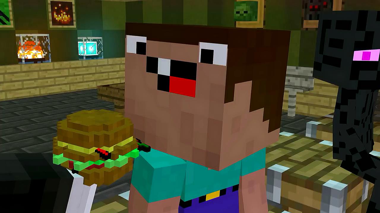 小黑连末影人都打,哈哈 3真人我的世界:潇洒末影人做的点心,居然变成