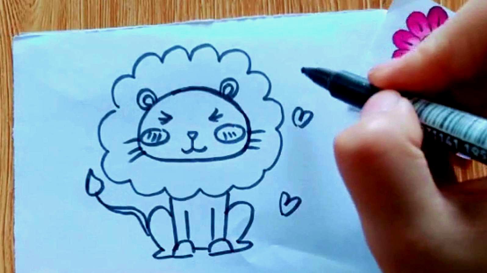 简笔画免费教学视频:可爱小狮子的简单画法,小姐姐真是太厉害了