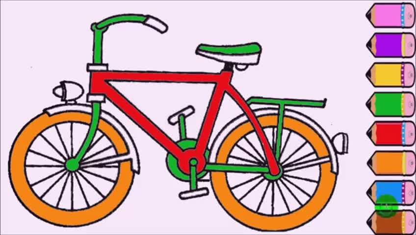 06:48  来源:好看视频-用简笔画画自行车,涂色颜色非常漂亮,小朋友也