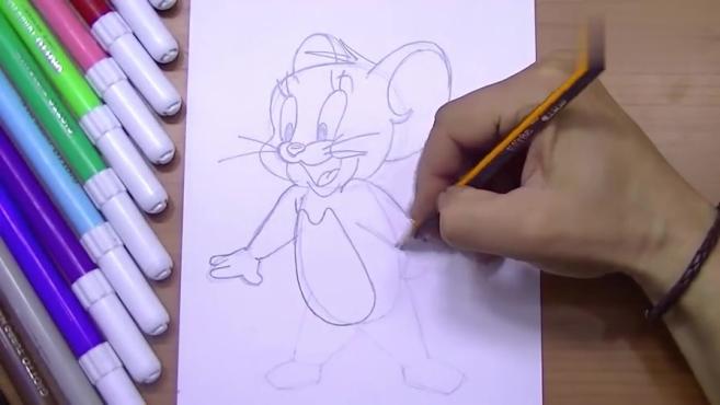 怎么画猫和老鼠简笔画?