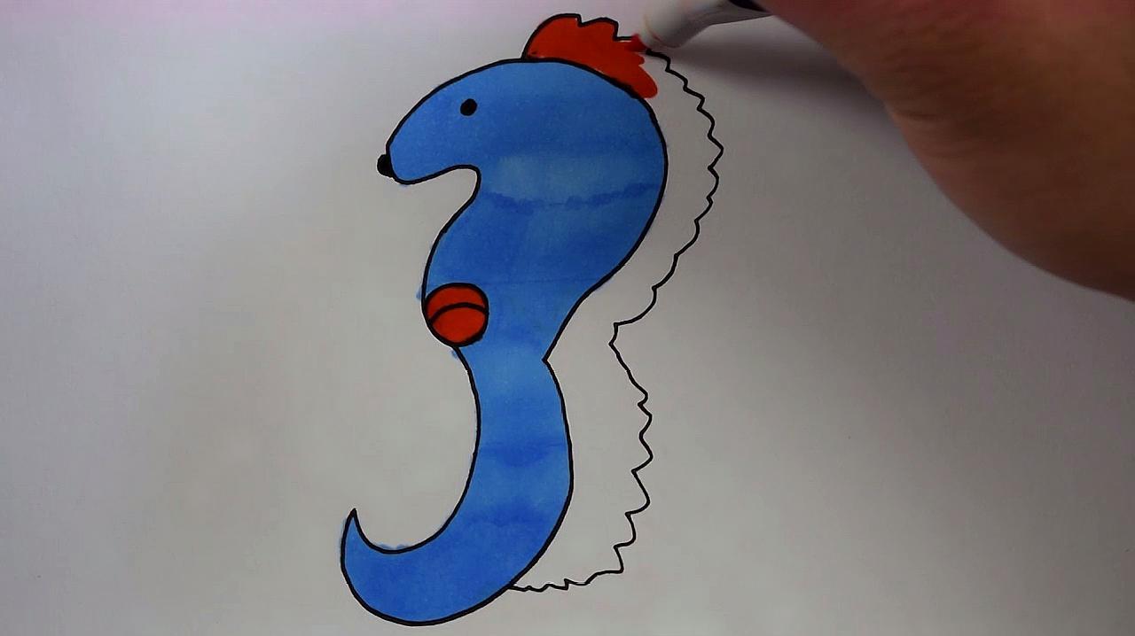 数字简笔画,用数字6画出卡通海马,简单易学画出来太可爱了