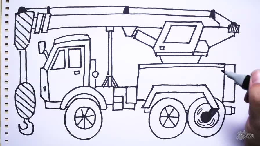 神笔简笔画 工程系列重型吊车,儿童绘画图片早教场景教程