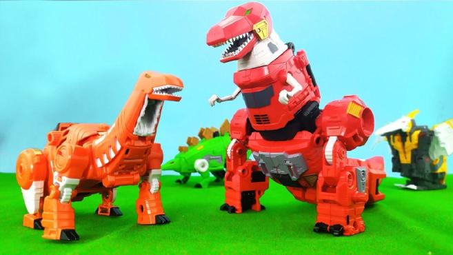 恐龙战队之变形金刚变身霸王龙,侏罗纪恐龙儿童益智变形玩具!