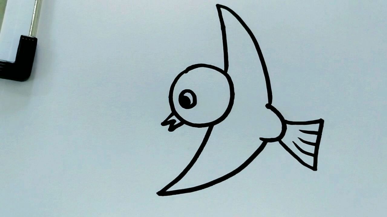 来源:好看视频-简笔画小鸟的画法教程,非常的好看还简单 2小鸟:先画