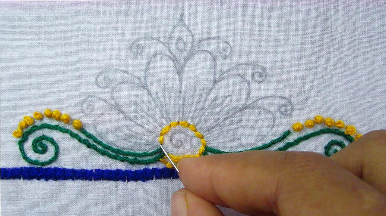 刺绣漂亮大气的花朵图案,简单易学 3手工刺绣教程:简单的双色线绣花