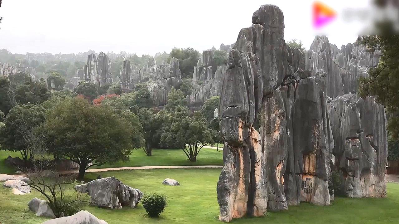 云南昆明市石林风景区,奇石直立突兀,自然的奇迹值得一看