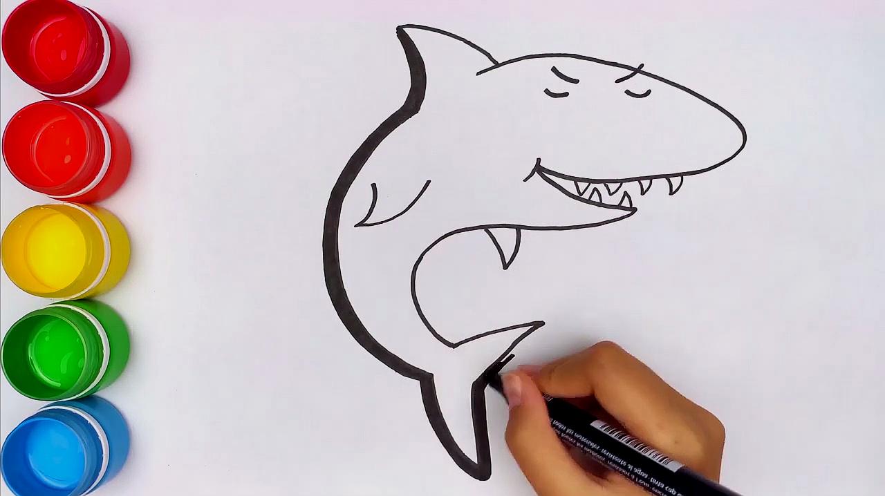 鲨鱼王怎么画简单图片