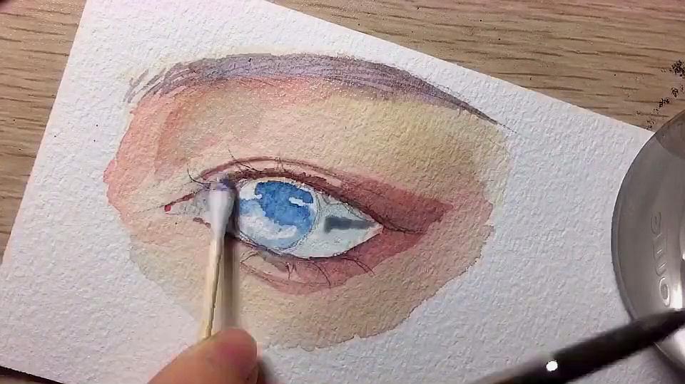 绘画教学:新手教程,尝试一下用水彩画眼睛!