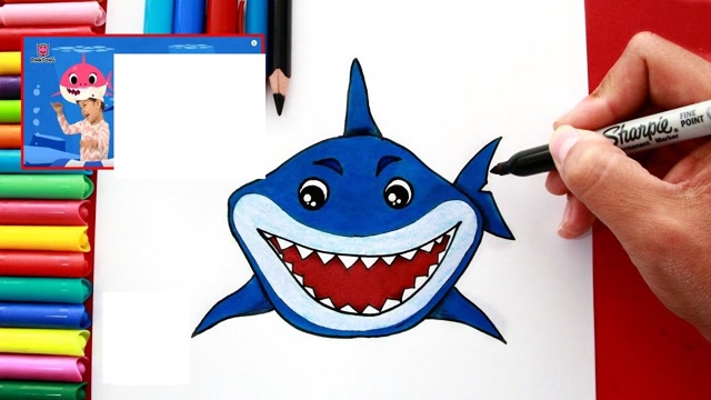 勇敢的宝宝我们一起来画鲨鱼简笔画