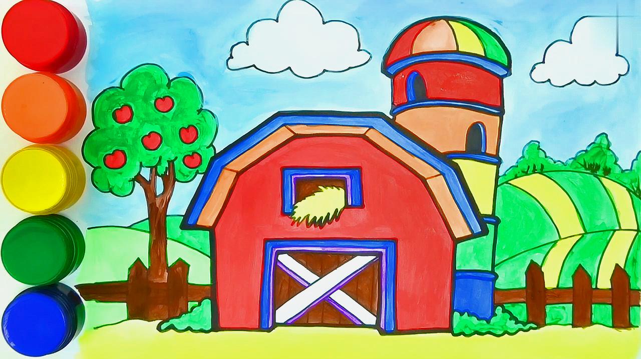 农场的房子的简笔画图片