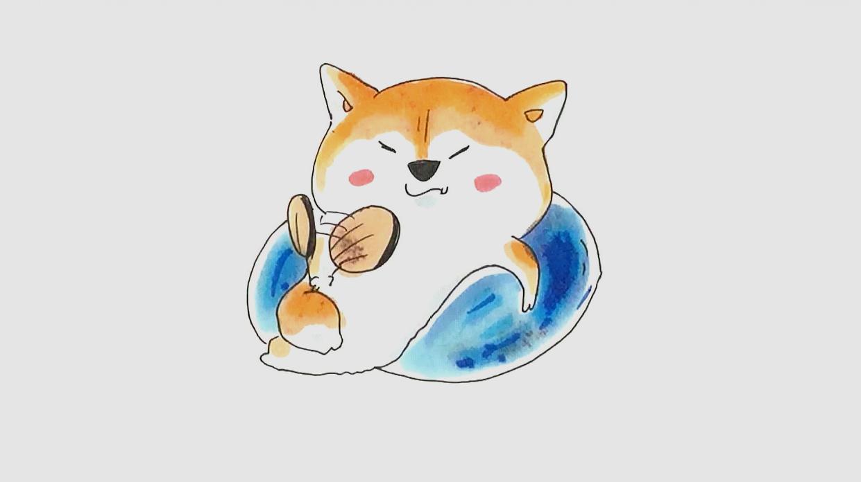 胖嘟嘟的可爱柴犬简笔画,超萌!