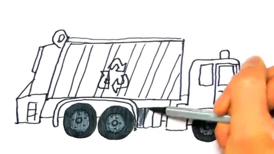 垃圾车怎么画?