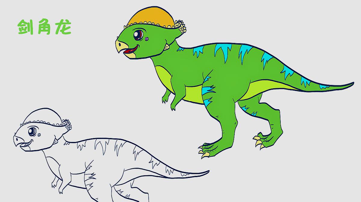 小角蛙简笔画恐龙图片