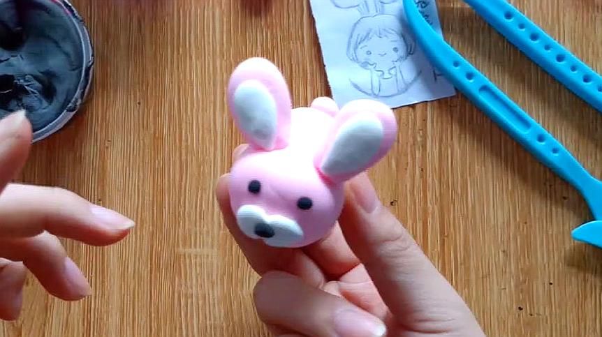 儿童创意小制作,超轻黏土手工教程,长耳朵的小兔兔可爱又好学