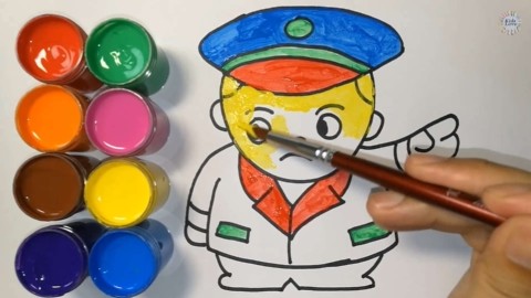 儿童画 简笔画 警察叔叔 儿童涂鸦 填色