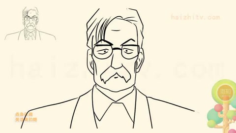 画名侦探柯南中的思考的阿笠博士,卡通简笔画大全
