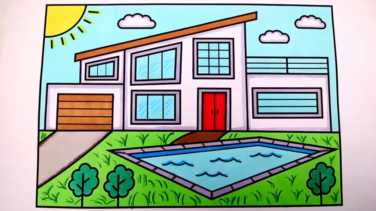 来源:好看视频-简易画教你怎么画房子跟上颜色,哇,这个配色真的是太美