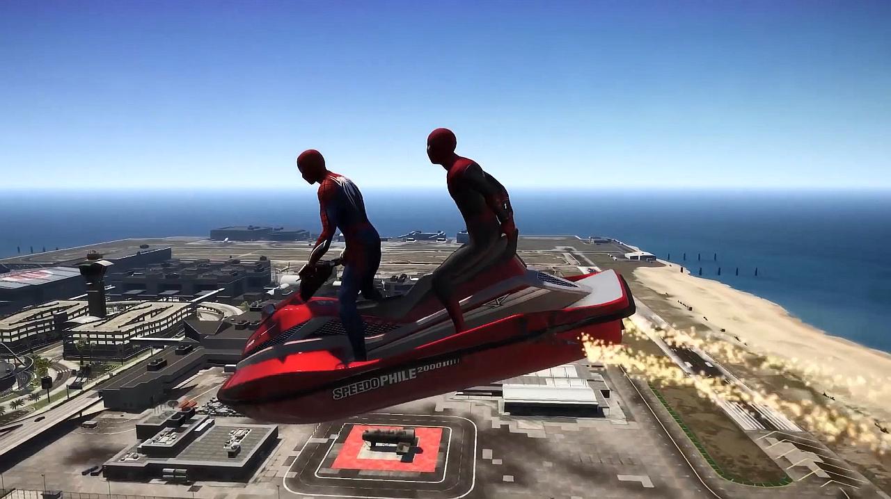 gta5:游艇的特技又来了,蜘蛛侠真会玩,最后失败的跌落真搞笑!