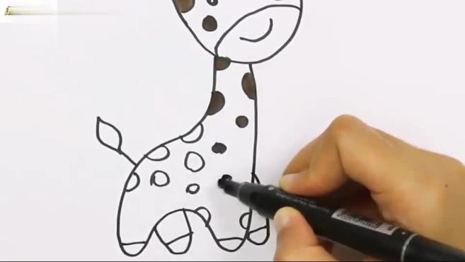 如何绘制长颈鹿颜色绘画和绘画如何着色的儿童
