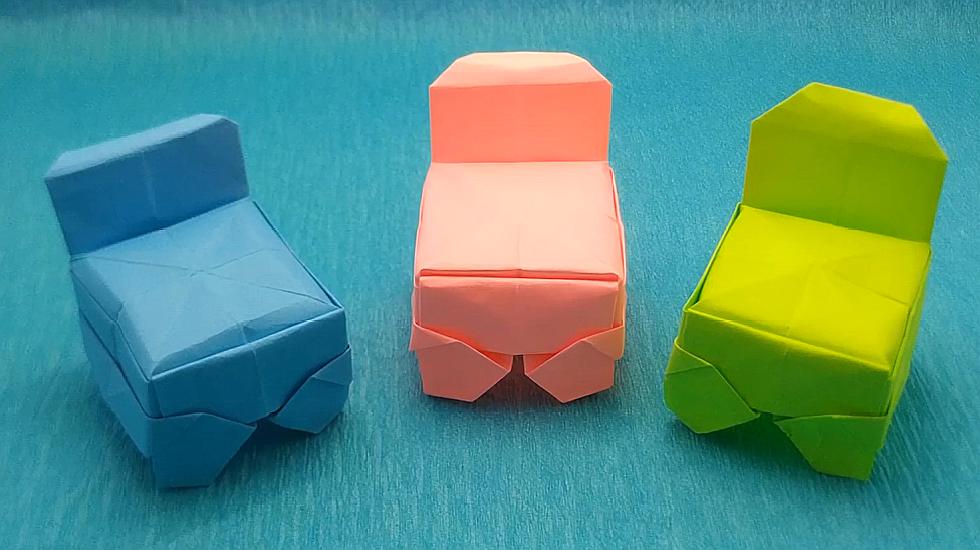 可爱迷你的小椅子折纸教程,只要一张纸轻松折出来,你也可以哦