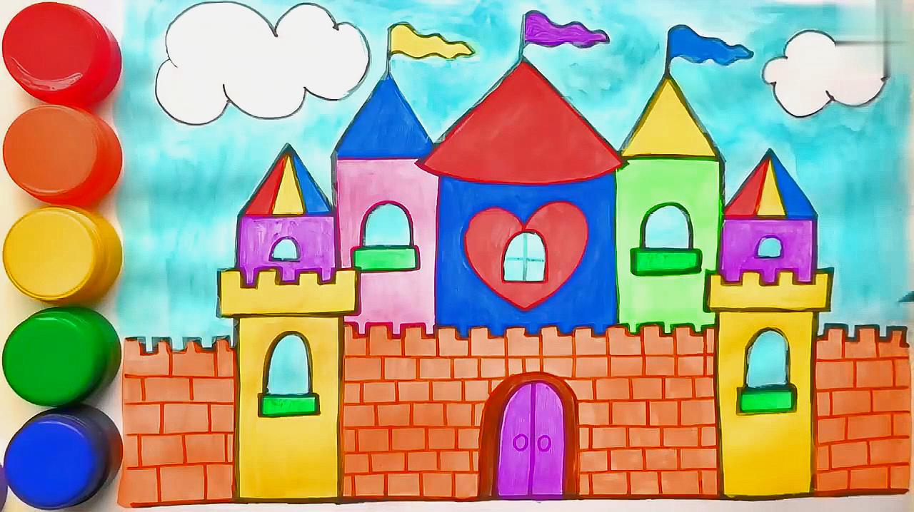 简易画教你怎么画一座城堡,涂完颜色是不是很好看
