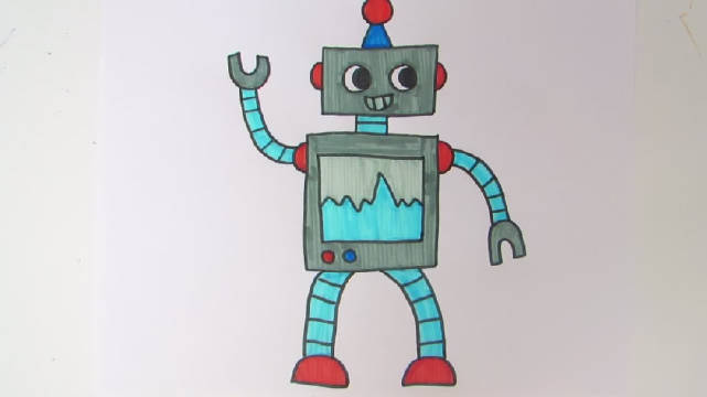 简笔画#儿童绘画##儿童创意绘画# 儿童简笔绘画-机器人